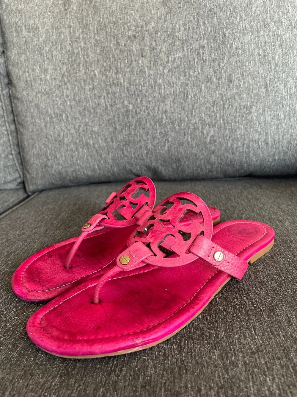 Tory Burch Miller sandals cerise pink leather US 9